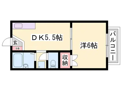 メゾン堀川 C棟(1DK/2階)の間取り写真