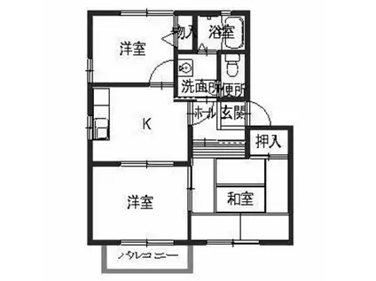 フレグランス狭間(2LDK/2階)の間取り写真