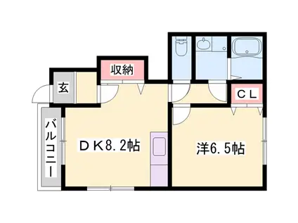 メゾンミルキーウェイⅡ(1DK/1階)の間取り写真