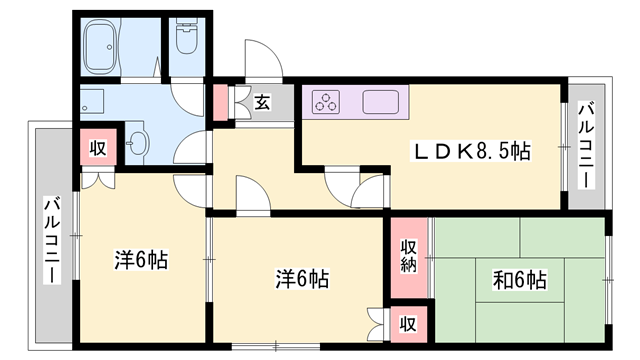 RIN BERGER(3LDK/2階)の間取り写真