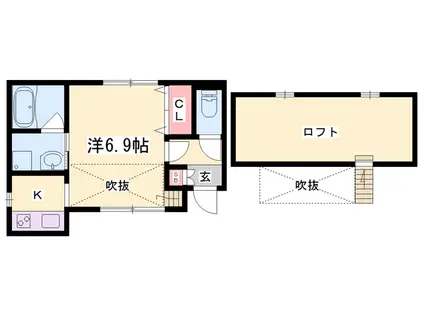 播但線 京口駅 徒歩7分 2階建 築14年(1K/1階)の間取り写真