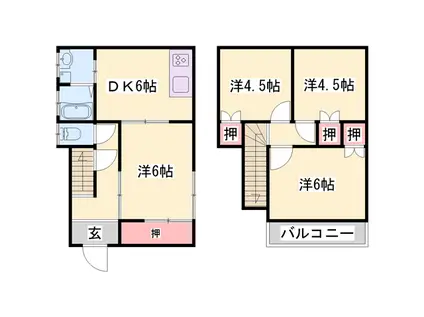 山陽電気鉄道網干線 西飾磨駅 徒歩18分 2階建 築39年(4DK)の間取り写真