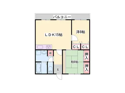 ロワイヤル京見橋(2LDK/3階)の間取り写真