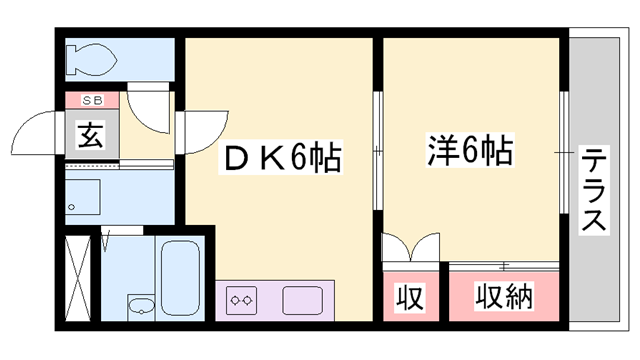 ひまわりハイツ(1DK/1階)の間取り写真