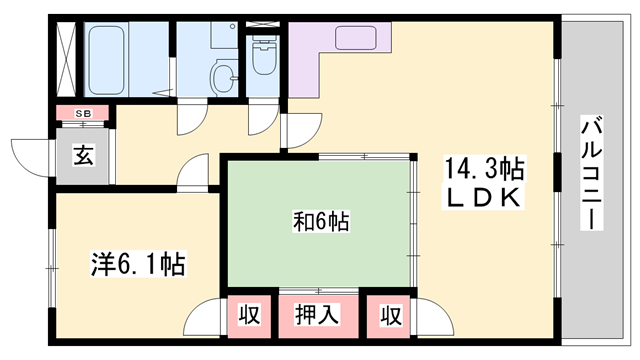 ハイツメロディ(2LDK/1階)の間取り写真