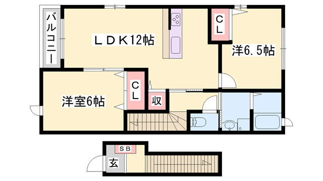 アルトウンドユング(2LDK/2階)の間取り写真