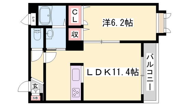 カルムリー福崎C(1LDK/1階)の間取り写真