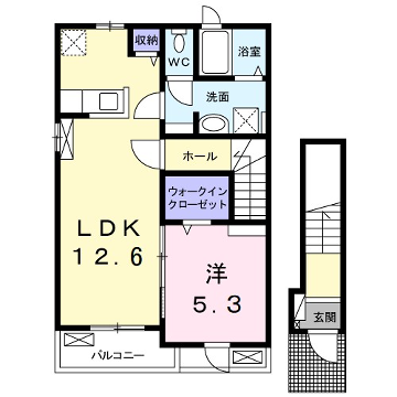 ベル フィオーレ A(1LDK/2階)の間取り写真