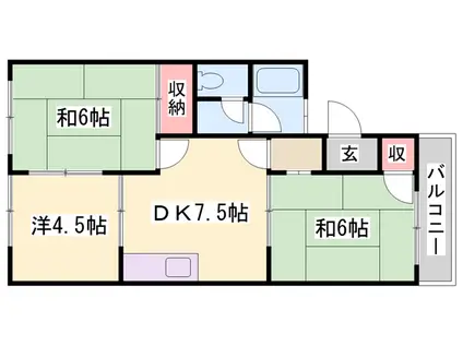 浜の宮スカイハイツ(3DK/2階)の間取り写真