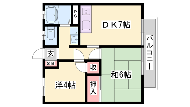 塚本ハイツ(2DK/2階)の間取り写真