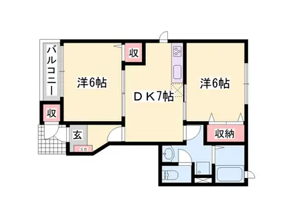 ラグーナ(2DK/1階)の間取り写真