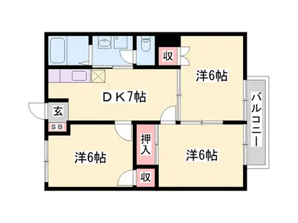 ハイツフォレスト(3DK/2階)の間取り写真