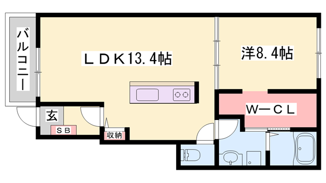 ブラウベルク青山(1LDK/1階)の間取り写真