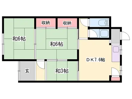 赤穂線 相生駅(兵庫) 徒歩23分 1階建 築73年(3DK)の間取り写真