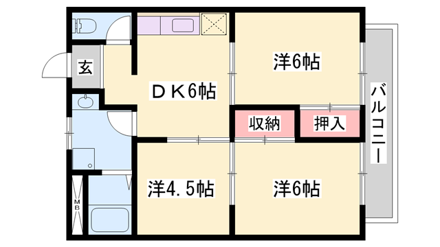 メゾン唐々(3DK/2階)の間取り写真