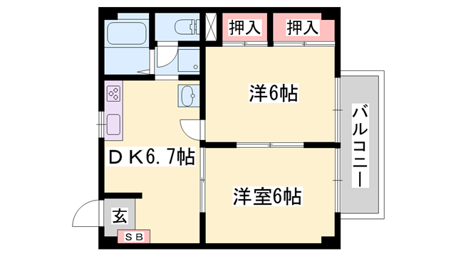 プレステージ青山(2DK/2階)の間取り写真