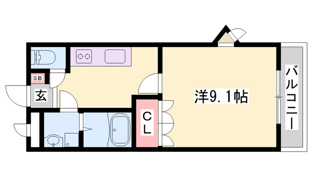 アビタシオン朝日(1K/1階)の間取り写真