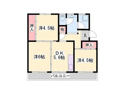 ビレッジハウス志染(3DK/2階)の間取り写真