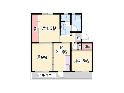 ビレッジハウス志染(3K/2階)の間取り写真