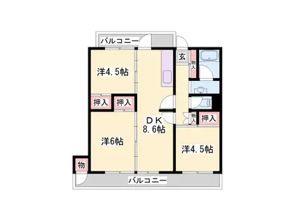 ビレッジハウス志染(3DK/5階)の間取り写真