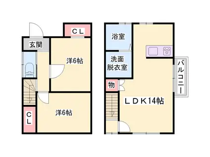 アットホーム朝日谷(2LDK/1階)の間取り写真