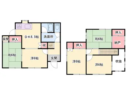 播但線 野里駅 徒歩38分 2階建 築45年(5DK)の間取り写真