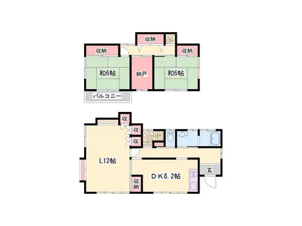 山陽本線 上郡駅 徒歩17分 2階建 築40年(2SLDK)の間取り写真