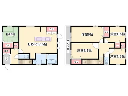 山陽電気鉄道網干線 山陽網干駅 徒歩13分 2階建 築6年(5LDK)の間取り写真
