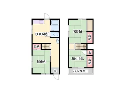 山陽本線 加古川駅 徒歩17分 2階建 築52年(3DK)の間取り写真