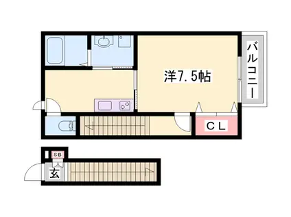 MERIDIES(1K/1階)の間取り写真