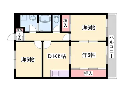 ニーズハイツ王子(3DK/2階)の間取り写真