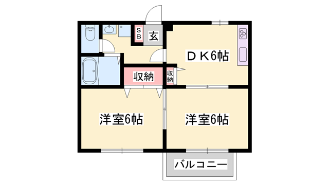 ブルーベリーファーム(2DK/1階)の間取り写真
