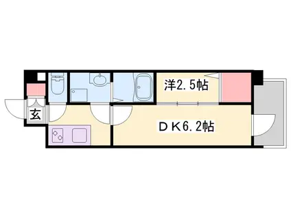 アルティザ姫路(1DK/9階)の間取り写真