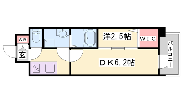 アルティザ姫路(1DK/6階)の間取り写真