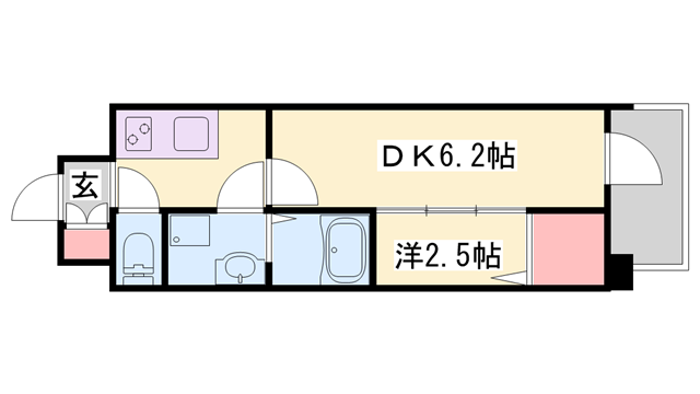 アルティザ姫路(1DK/6階)の間取り写真