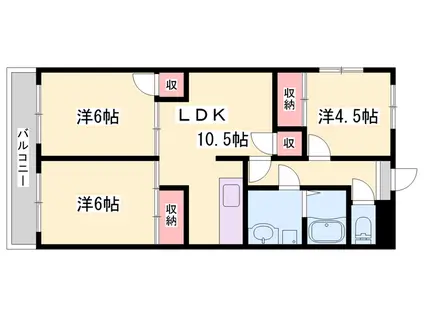 セゾンクラスト庄能(3LDK/2階)の間取り写真
