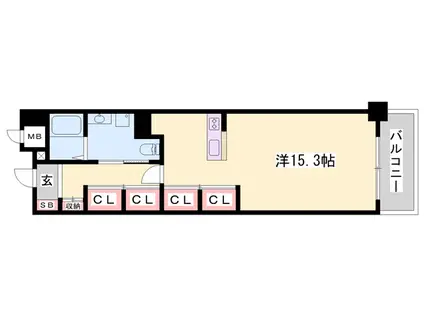 キャッスルコート西新町(ワンルーム/8階)の間取り写真