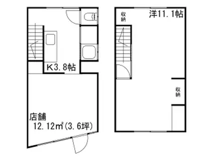 姫新線 播磨高岡駅 徒歩28分 2階建 築59年(1K)の間取り写真