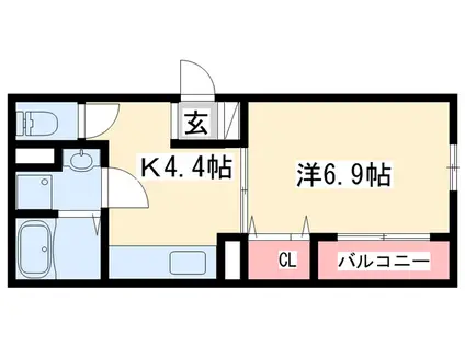 RIPOSO東加古川Ⅰ(1K/2階)の間取り写真
