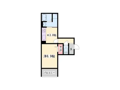 RIPOSO東加古川Ⅰ(1K/2階)の間取り写真