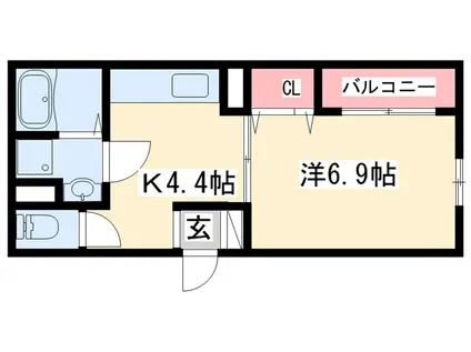 RIPOSO東加古川Ⅰ(1K/2階)の間取り写真