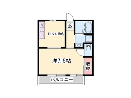 サニーベル(1K/1階)の間取り写真