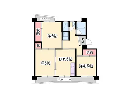 ビレッジハウス志染(3DK/3階)の間取り写真