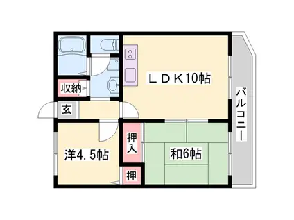 サンエクレールB(2LDK/2階)の間取り写真