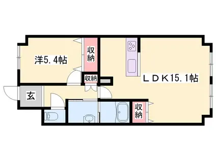 シャトー日東C(1LDK/3階)の間取り写真
