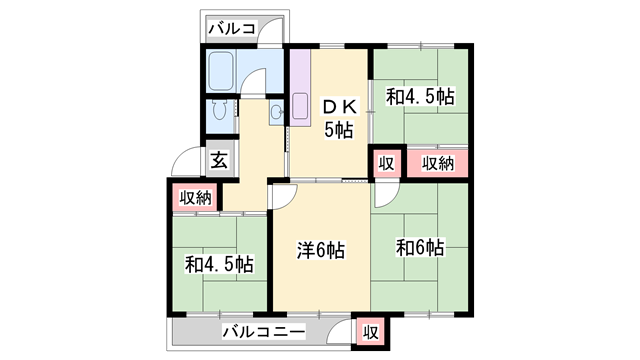 京口団地14号棟(4DK/4階)の間取り写真