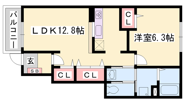 クラール雅(1LDK/1階)の間取り写真