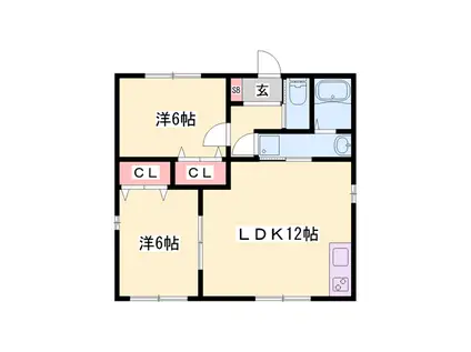 コンフォート上郡(2LDK/1階)の間取り写真