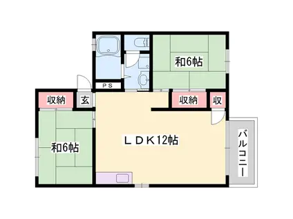 サンコーポ恵美酒 A棟(2LDK/1階)の間取り写真