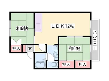 ハートフル夢前2(2LDK/1階)の間取り写真
